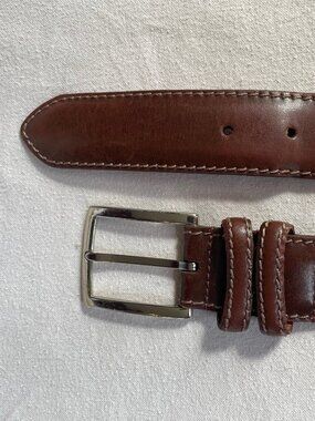 Cole Haan Brown Leather Belt with Silver Buckle